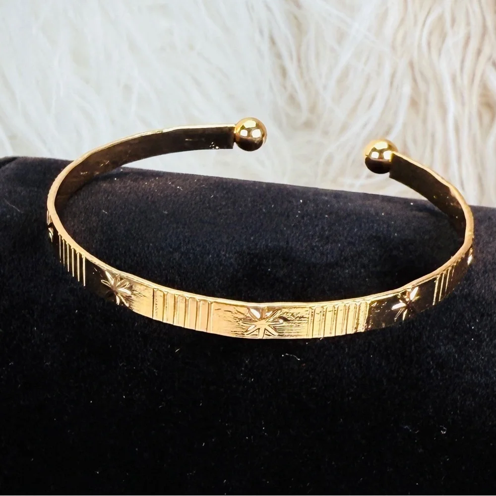Goldtone Star Bangle Stackable Cuff Bracelet